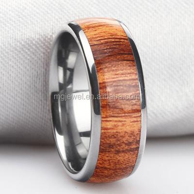 China New Genuine Wood KOA TUNGSTEN Inlay Men's Tungsten Carbide Wedding Band Ring for sale