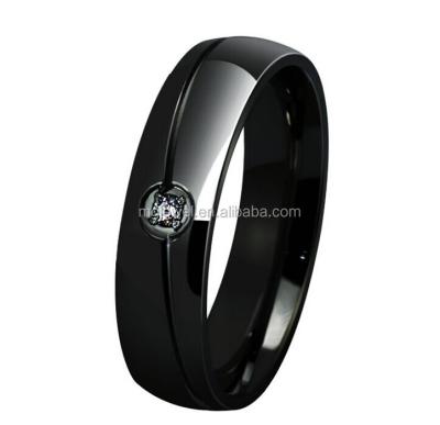 China Black Stainless Steel Plating Stainless Steel Rings With CZ Stone for sale