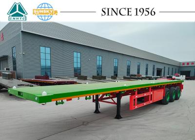 China Drievoudige Semi Aanhangwagen 1X20FT 1X40FT 2X20FT van Axle Flatbed Trailer Flatbed Towing Te koop