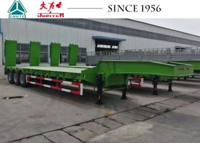 China 3 assen Lowboy-aanhangwagen van 50 ton, vrachtwagenaanhangwagen met laag bed en hydraulische helling Te koop