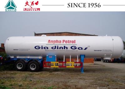 China Duurzame 2-assige LPG-tankaanhangwagen 11120 * 2500 * 4000 Afmeting cilindrische vorm Te koop