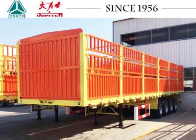 China 40FT 4 Axles Fence Trailer , High Side Wall Cargo Trailer 12R22.5 Tires for sale