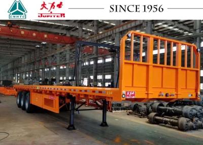 China Pared lateral de 3 Axle Flatbed Trailer With Front, larga vida plana del remolque del coche en venta