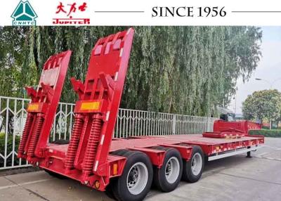 China Axle Low Bed Trailer With-Rückseiten-Hebebühne-Frühlings-Rampe des Kohlenstoffstahl-3 zu verkaufen