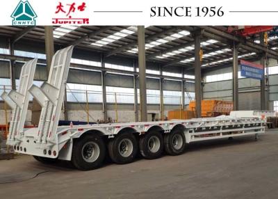 China Achse 4 80 Tonnen 20/30/40-FT-niedriger Bett-LKW-Anhänger mit Frühlings-Suspendierung zu verkaufen