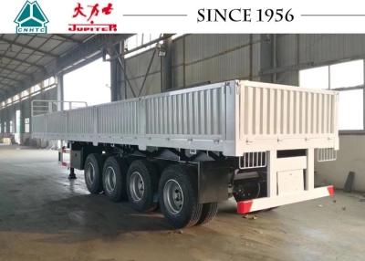 China White 40 FT Drop Side Trailers , Flatbed Trailer 4 Axle With Side Wall for sale