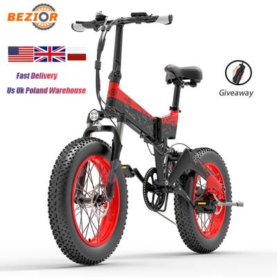 China UK Stock BEZIOR XF200 1000W Aluminum Mountain Bike EU USA Alloy RU 48V 15Ah Folding Fat Tire 20 Inch Adults Off Road Dirt Electric Bicycle for sale