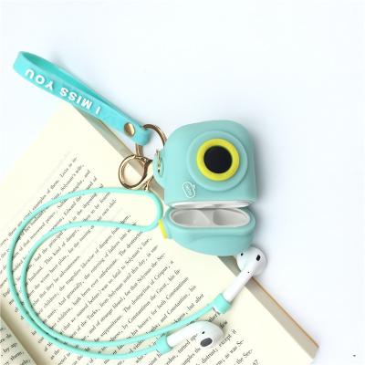 China Fashiontable+Creative hot sale camera for airpods cover device silicone earphone cute female models suitable shell anti-lost rope box for sale