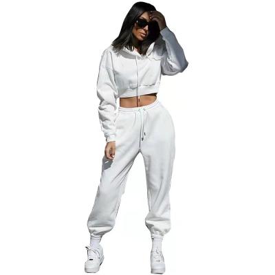 China European and American women's suit anti-wrinkle large size hooded sweater fleece women's long-sleeved sports and leisure two-piece suit for sale