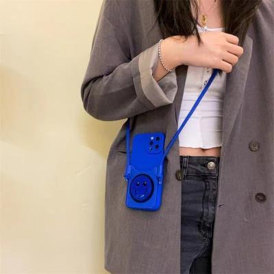 China Csi Plush Leather Sling Case Wallet ZBP023 Card Bag 13 Mobile Phone Shell Klein Blue Suitable For iphone12promax Messenger Belt for sale