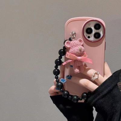 China Sling Case Wallet ZBP037 Niche Tide Brand Pink Teddy Bear Leather Chain For iPhone13 Apple 12 11promax female mobile soft shell xr 8p for sale