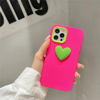 China Three-Dimensional Color Leather Series Contrast Candy Sling Case Wallet Love For iPhone12Pro Max/13 Mobile Phone Case 11 xs Liquid Silicone xr for sale