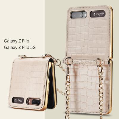 China New Sling Case Leather Wallet Applicable For Samsung Galaxy Z Flip Mobile Phone Case F7000 Cover Device F7000 Ultra-thin Beauty Cross Bag for sale