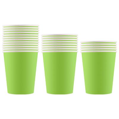 China CLASSIC Pure Green Disposable Paper Cup Nakpin Plate Kit Tableware Set Festive & Party Supplies Brithday Cake Cutlery for sale