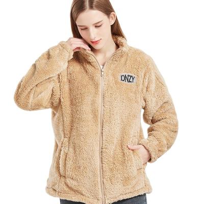 China Customized Embroidered QUICK DRY Coral Fleece Jacket Coat Fall /Winter Collar Vertical Windproof Warm Coat for sale