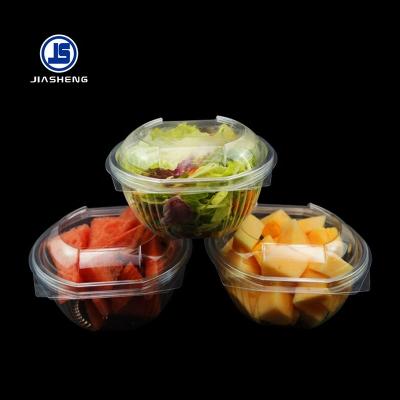 China Disposable Fruit Salad Packaging Plastic Clear Hinged Salad Container for sale