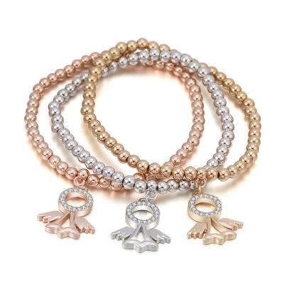 China Fashion 2020 Mix Crystal Angel Fairy Charms Women Jewelry Shiny Colors Gold Beads Elastic Chain Bracelets Friendship Gifts for sale