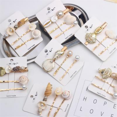 China Trendy Trendy Pearl Shell Starfish Hairpins Hair Clips 2021 Summer Fashion Beach Hair Accessories Women for sale