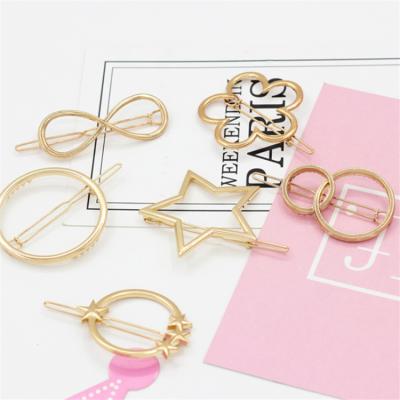 China Fashionable Geometric 13 Styles Women Metal Alloy Hair Triangle Bowknot Clip Minimalist Cavity Lips Shape Hairpins Ponytail Holder Clamp for sale