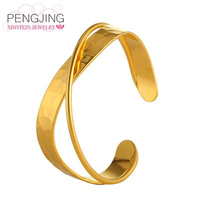 China 2019 Fashion New Arrival Vintage Wide Cuff Bangles Bracelets Gold Plated Fashion Design Real Copper Bracelet For Women Wedding for sale