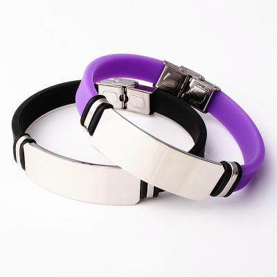 China FASHIONABLE Wholesale Personalized Colorful Stainless Steel Sport Silicone Wristband For Women And Men for sale