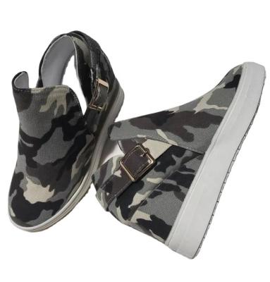 China Wholesale Fashion Trend Wedge Hidden Sneakers Camouflage Round Toe Casual Boots Shoes For Women for sale