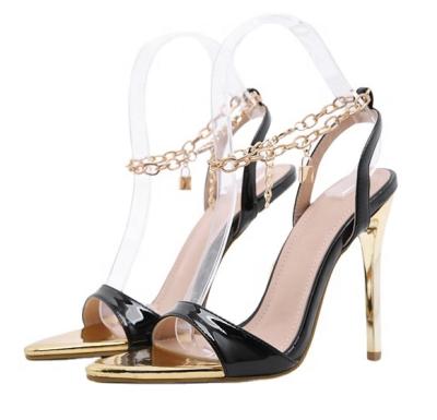 China 2021 Fashion New Fashion Summer Shoes Women Jelly Heeled Sandals Metal Chain High Heels Sandals For Women for sale