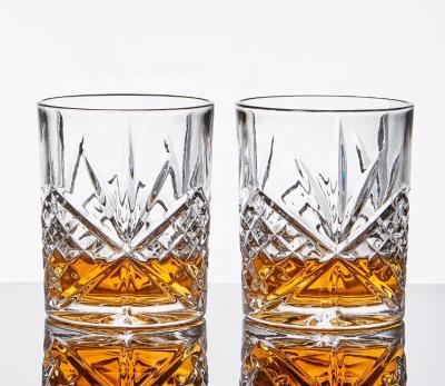 China 2021 Viable Hot Selling 10oz/300ml Barware Etched Diamond Crystal Whiskey Glass Set of 6 for Hotel and Restaurant for sale