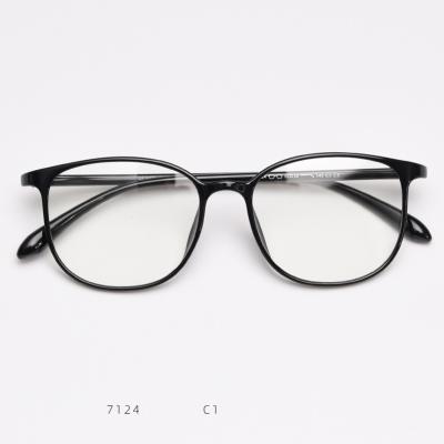 China HW 7124 New High Fashion Eyeglass Frame New Designer Blue Light Blocking Optical Glasses Normal Colored Tr90 Glass Optical Frame for sale