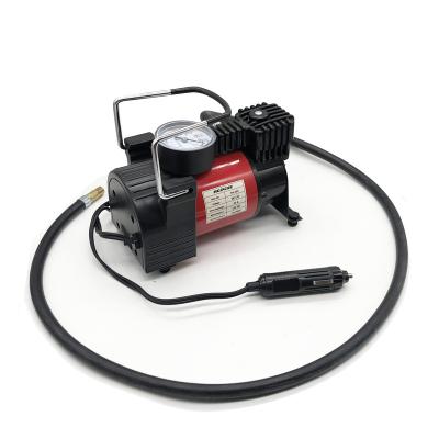 China Portable Metal Electric Dc Emergency Light 12 Volt Car Air Compressor Tire Inflator Pump With Dial Gauge for sale