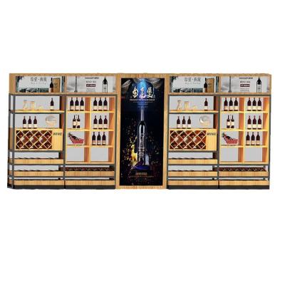 China New Chinese Custom Single Sided / Double Sided Luxury Living Room Red Wine Display Red Wine Cabinet Chinese Custom Wine Rack With Glass Doors for sale