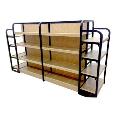 China Second Hand Single And Double Sided Supermarket Shelves Steel Wood Shelves Retail Shelving / Display Gondola Rack For Store for sale