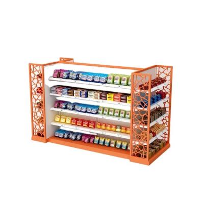 China 5 Layers Simple Orange Good Price Grocery Retail 5 Layer Supermarket Shelf Side Display Stand Racks Gondola Grocery Supermarket Customized Wholesale Display Racks for sale