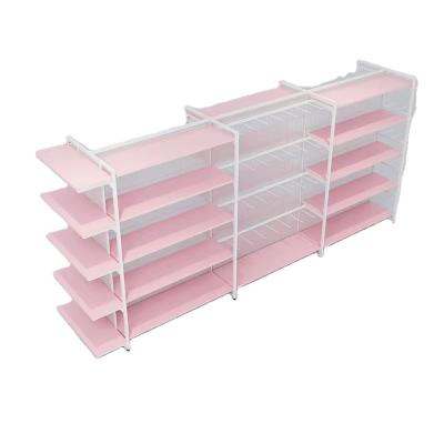 China 5 Layer Single Side Supermarket Shelf Chinese Factory Customized MINISO Wooden Shelves Mall Supermarket Multi-storage Display Rack Advertising Size Rack for sale