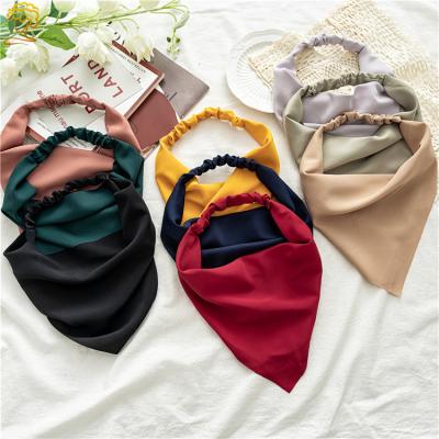 China Other New Solid Color Chiffon Triangle Headscarf Simple Elastic Elastic Headband For Women's Hair Accessories for sale