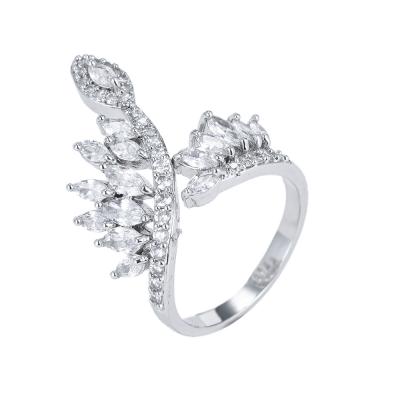 China hot sale natural stone engagement adjustable ring Anti-allergic Ring Diamond Crown Zircon Crystal Rings for sale