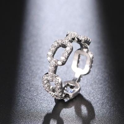 China Fashion Anti-allergic popular chain creative diamond ring 2021 design ring silver jewelry for lovers for sale