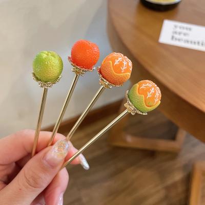 China Simple Fork Women's Traditional Creative Orange Hairpin Daily Hairpin Pan Headdress for sale