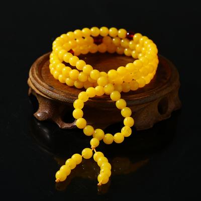 China CLASSIC Charm Hand String Bespoke Beeswax Beads Hand String Amber Stone Beads Hand String Matching Dress Accessories For Yoga Wear for sale