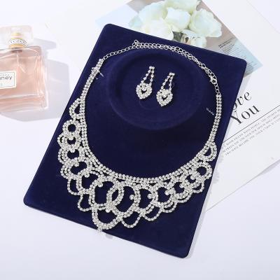 China Luxury Environmental Friendly Fashion Jewelry Accessories Women Party Wedding Rhinestone Earrings Necklace Set for sale