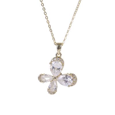 China Environmental Friendly Chains For Neck Butterfly Shape Mini Pendant Necklace Elegant Zircon Necklace for sale