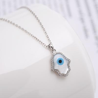 China Trendy New Fashion Classic Devil's Eye Necklace S925 Sterling Silver Inlaid Zircon Turkish Lady's Pendant Party Jewelry for sale