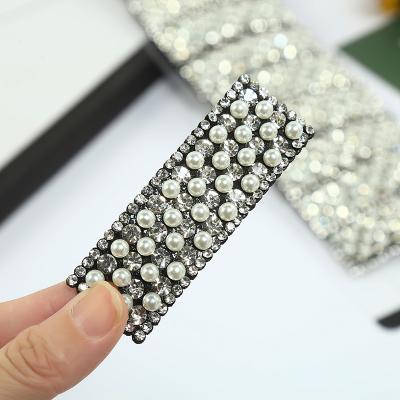 China Pearl Rhinestone Hair Clip Temperament Metal Edge Clip Girls Hair Accessories Eco-friendly Kids for sale