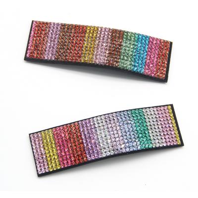 China Environmental friendly low cost color rhinestone side clip high quality girls fixed hair accessories luxury shiny Bb clip for sale