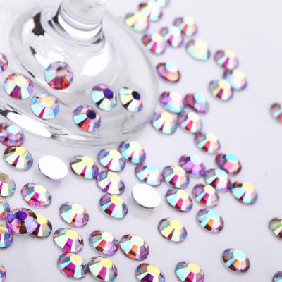 China High Quality Hot Selling Flatback 6mm Round AB Flat Bottom Resin Rhinestone Diy Nail Decoration Accessories for sale