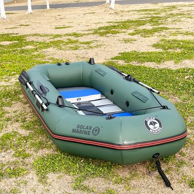 China PVC 2.6 M PVC Inflatable Boat 3 Person Fishing Kayak Wood Floor Yacht Dinghy Luxury Canoe With Accessories For 3/4 Person On Sale for sale