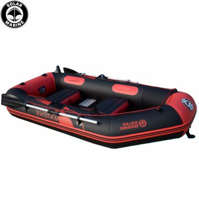 China PVC 3 Person PVC Boat 2.6M Rowing Kayak Wooden Floor Inflatable Canoe With Paddles for sale