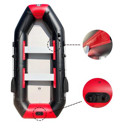 China PVC 4 Person 2.7M PVC Portable Rowing Boats Fishing Inflatable Boat Air Mat Bottom Luxury Yacht Water Play Equipment for sale