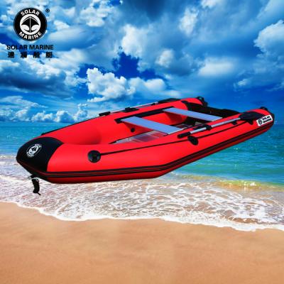 China Fishing Marine Solar Aluminum Floor 330 Cm 0.9 Mm Pvc Inflatable Motor Boat for sale