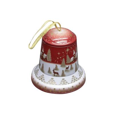 China Gift & Craft Custom Designed Bell Shaped Tin Box Metal Tin Bells Christmas Gift With Ribbon for sale